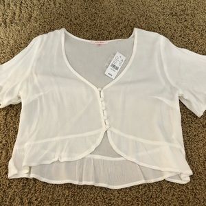 NWT PacSun White Button Flowy Top